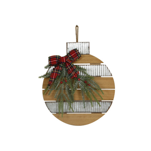 Letrero Colgante de Madera con Forma de Bola de Navidad
