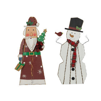 Adorno de Muñeco de Nieve de Madera, Papá Noel y Figuritas Navideñas de Navidad