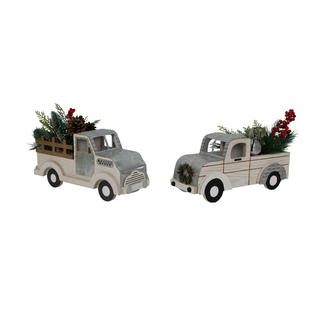 Decoración de Mesa con Camión de Madera con Árbol de Navidad 